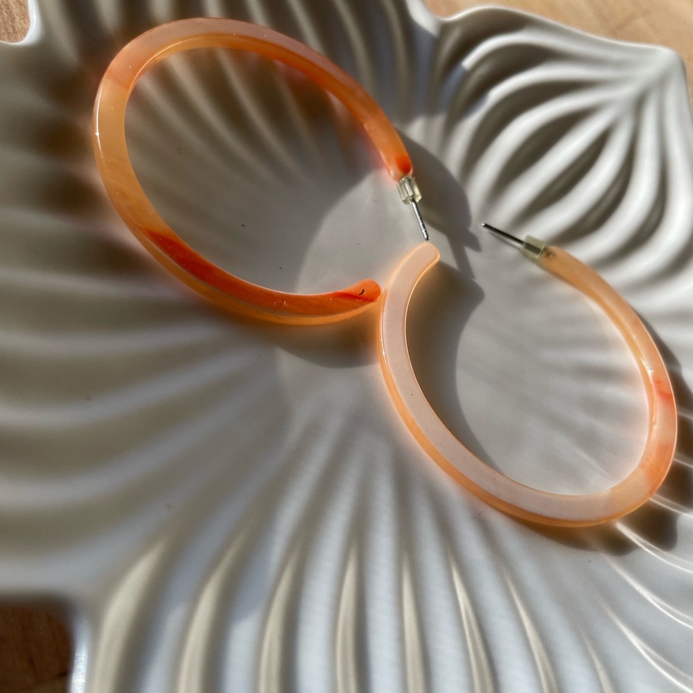 Orange Hoop Earrings - Picture 3 of 5